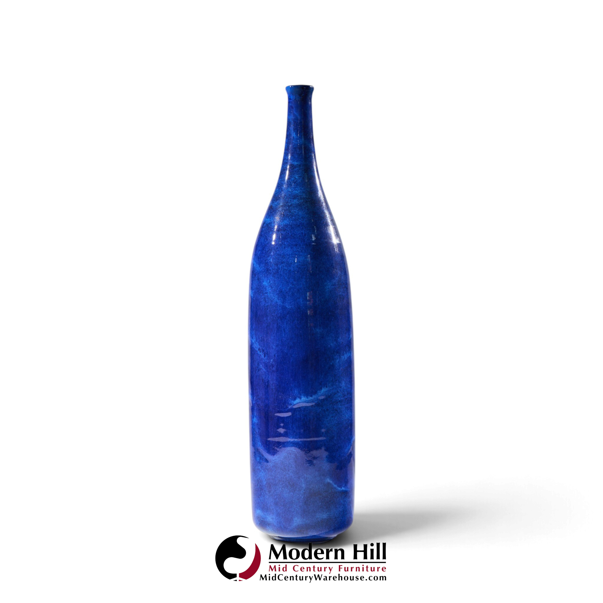 gertrud and otto natzler mid century lapis blue glaze cylindrical tall bottle