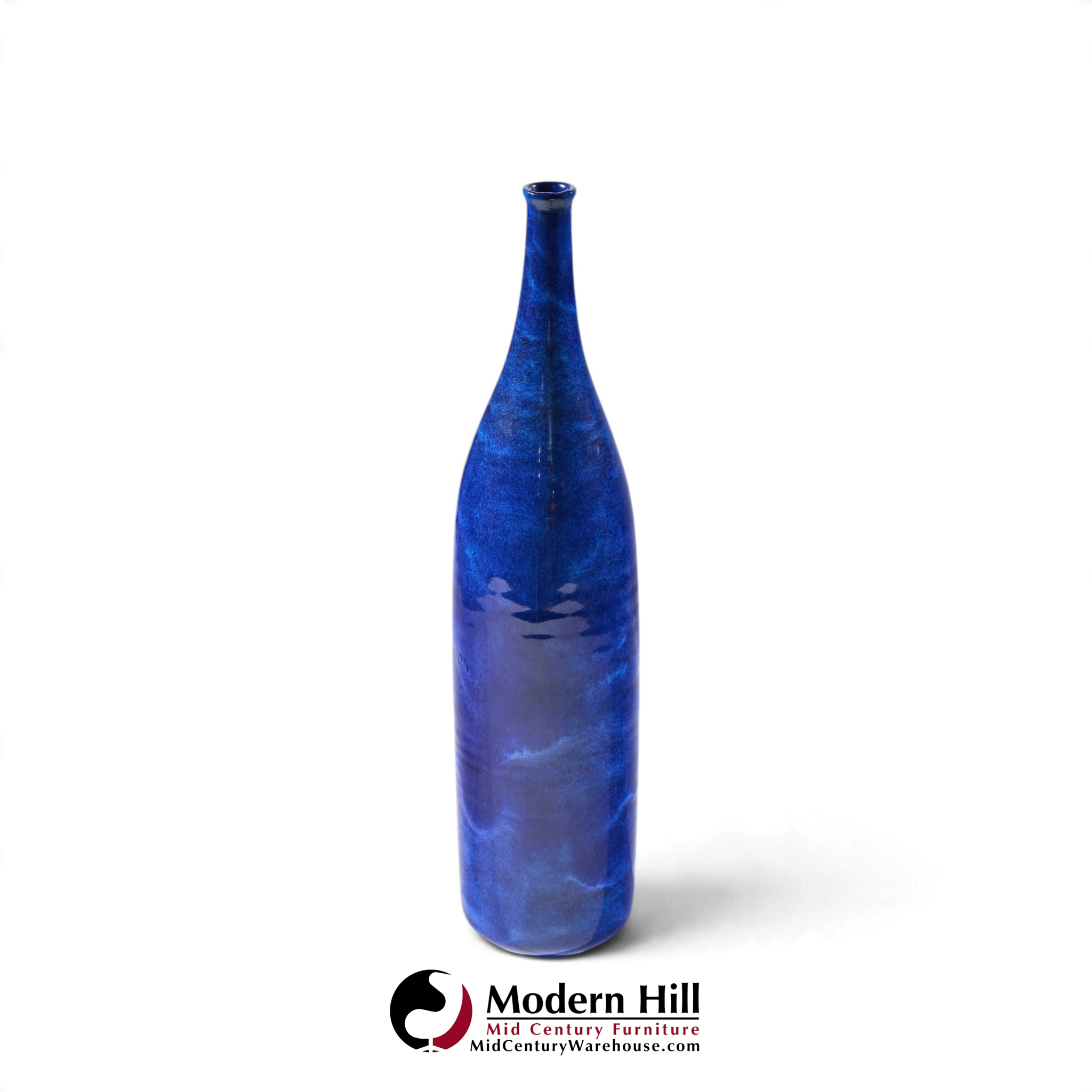 gertrud and otto natzler mid century lapis blue glaze cylindrical tall bottle