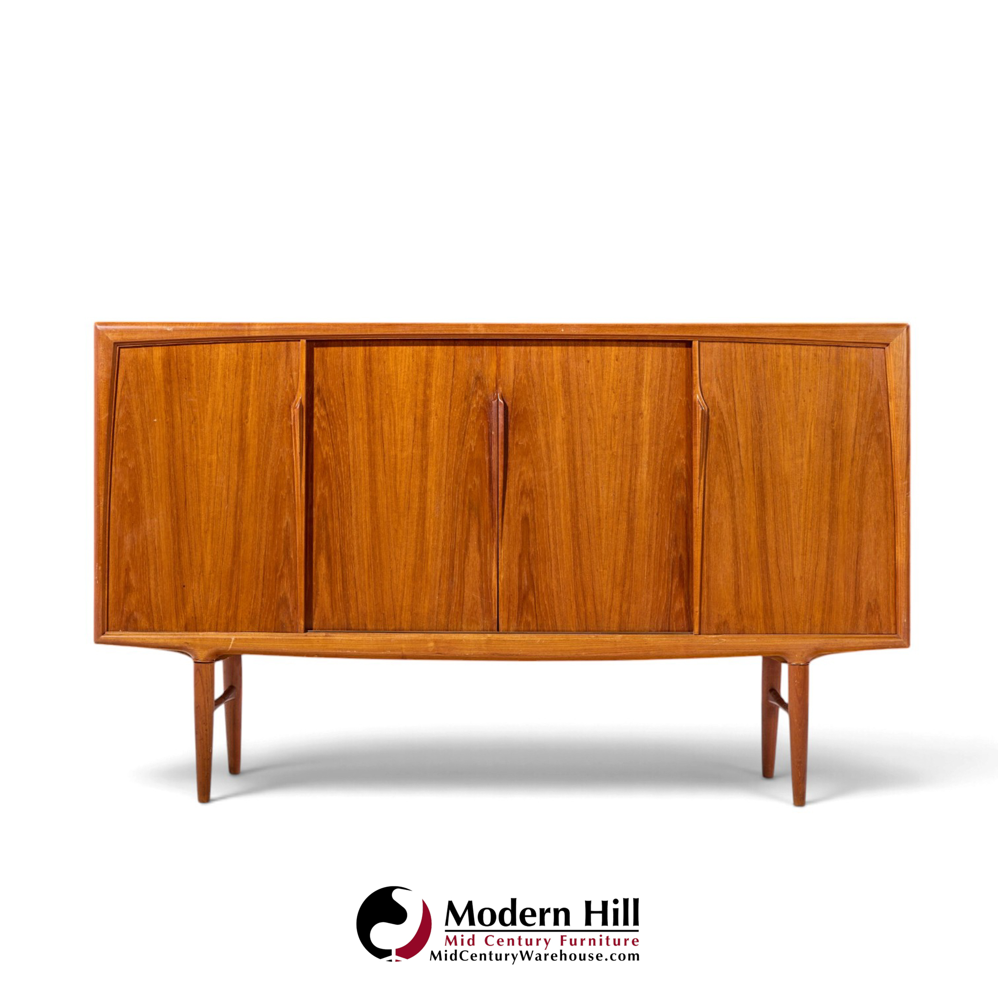 gunni omann mid century danish teak high sliding door credenza