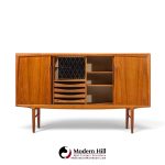 gunni omann mid century danish teak high sliding door credenza