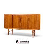 gunni omann mid century danish teak high sliding door credenza