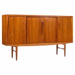 gunni omann mid century danish teak high sliding door credenza