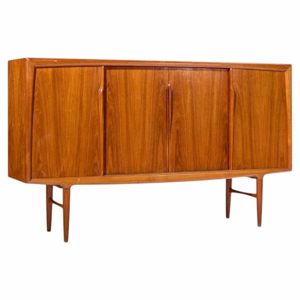 gunni omann mid century danish teak high sliding door credenza