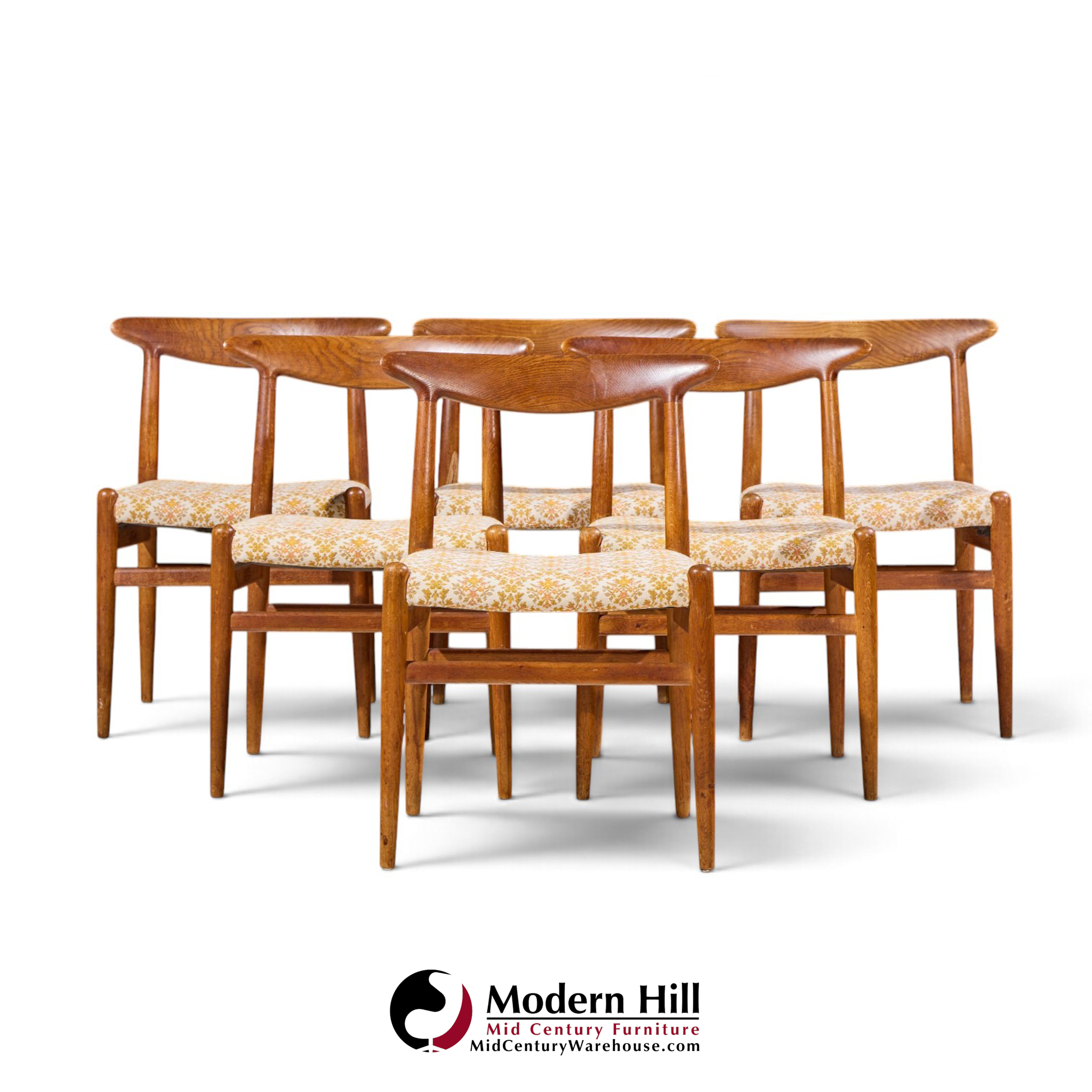 hans wegner for madsen mid century dining chairs - set of 6