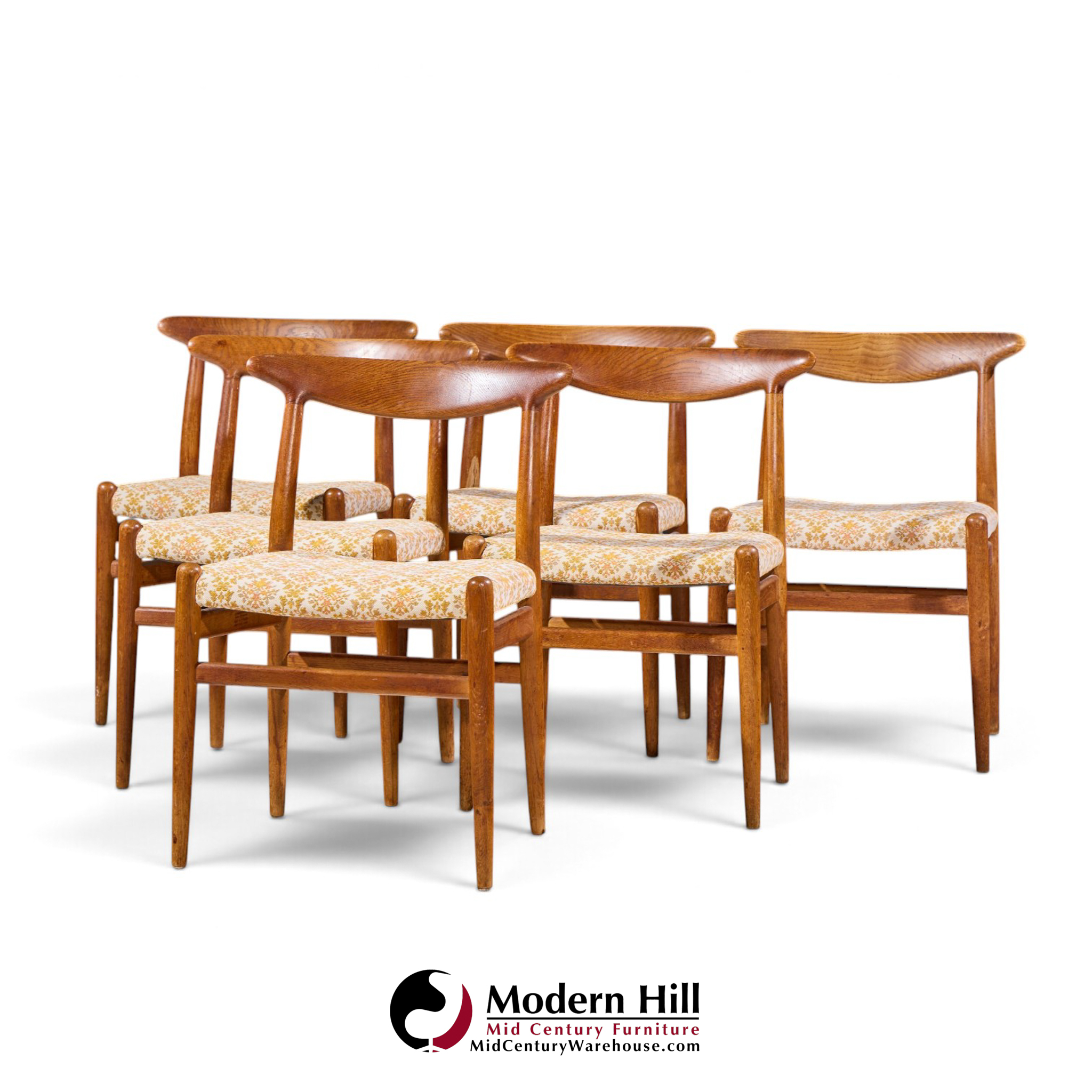 hans wegner for madsen mid century dining chairs - set of 6
