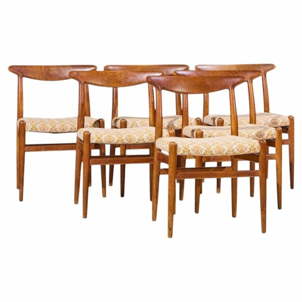 hans wegner for madsen mid century dining chairs - set of 6