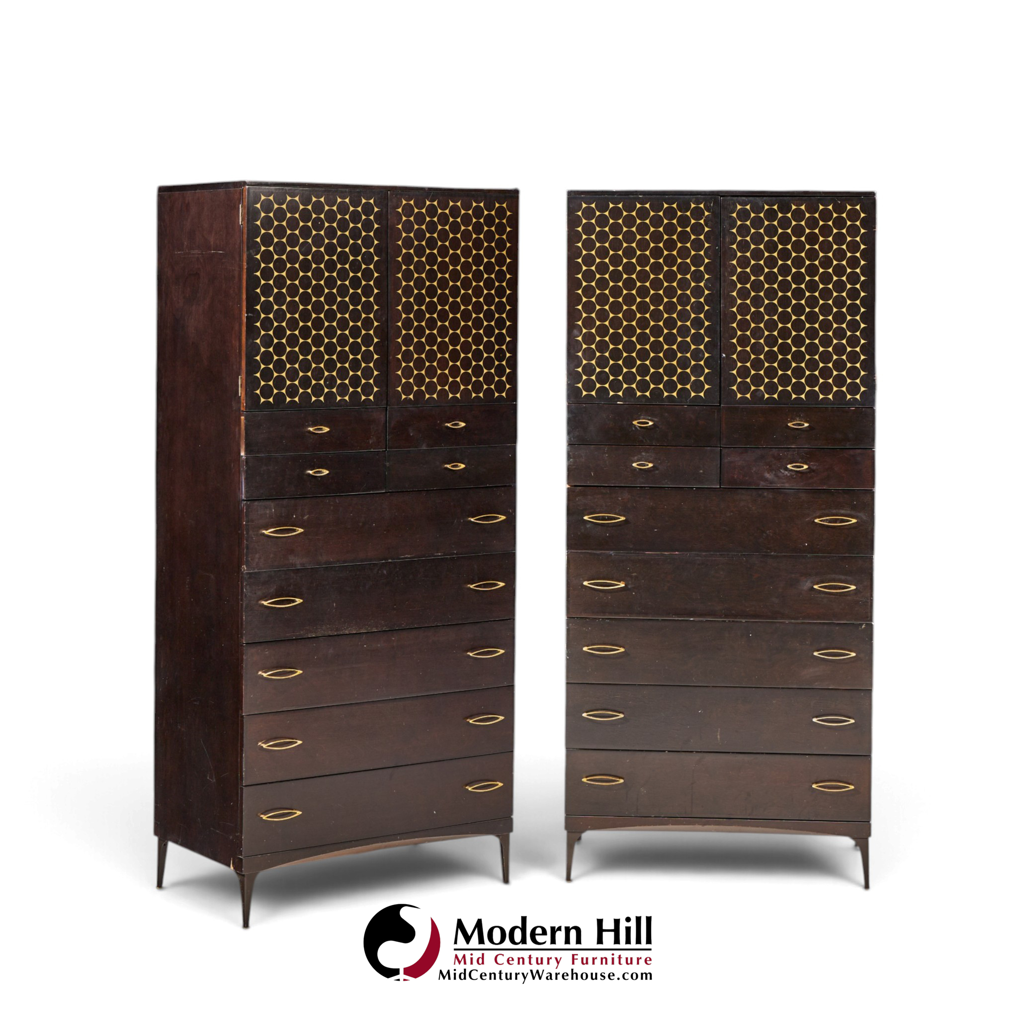 heywood wakefield contessa mid century armoires - pair