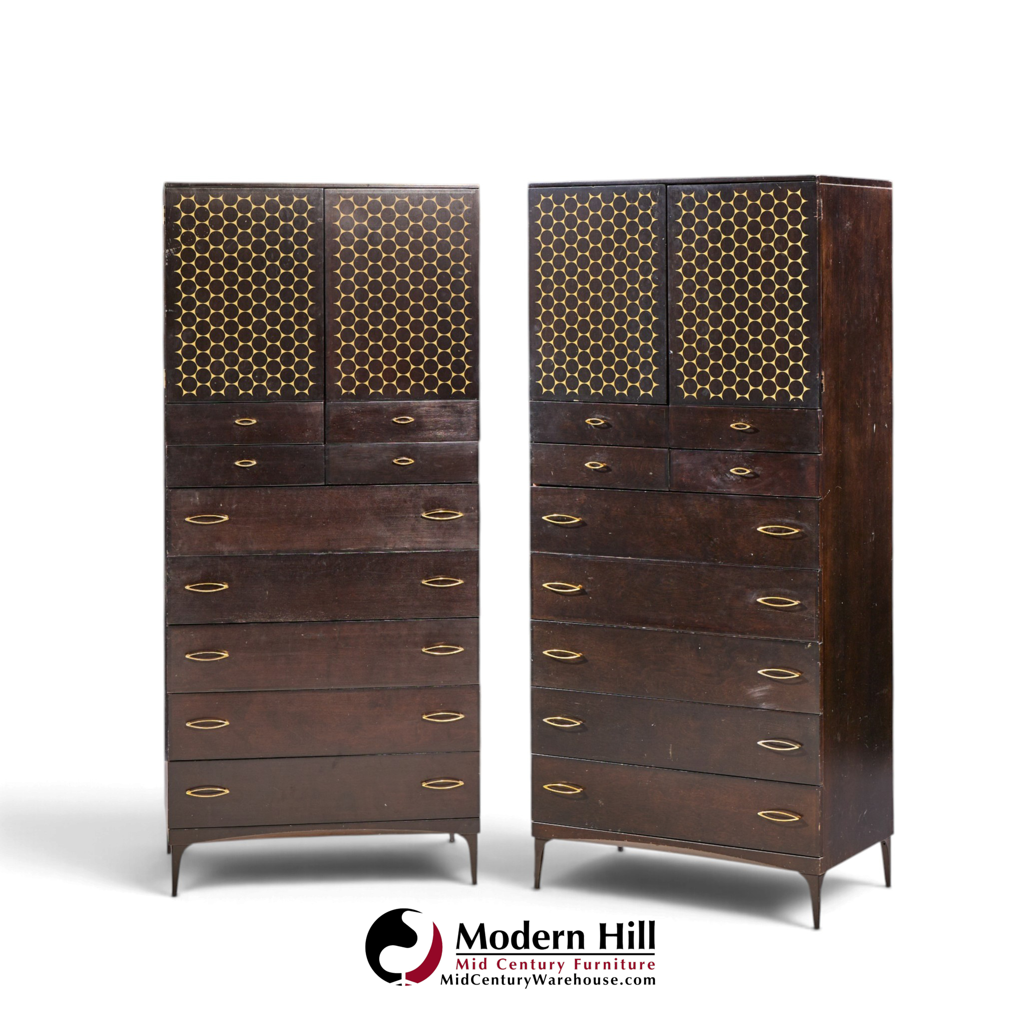 heywood wakefield contessa mid century armoires - pair