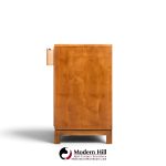 hickory manufacturing mid century walnut and brass campaign credenza