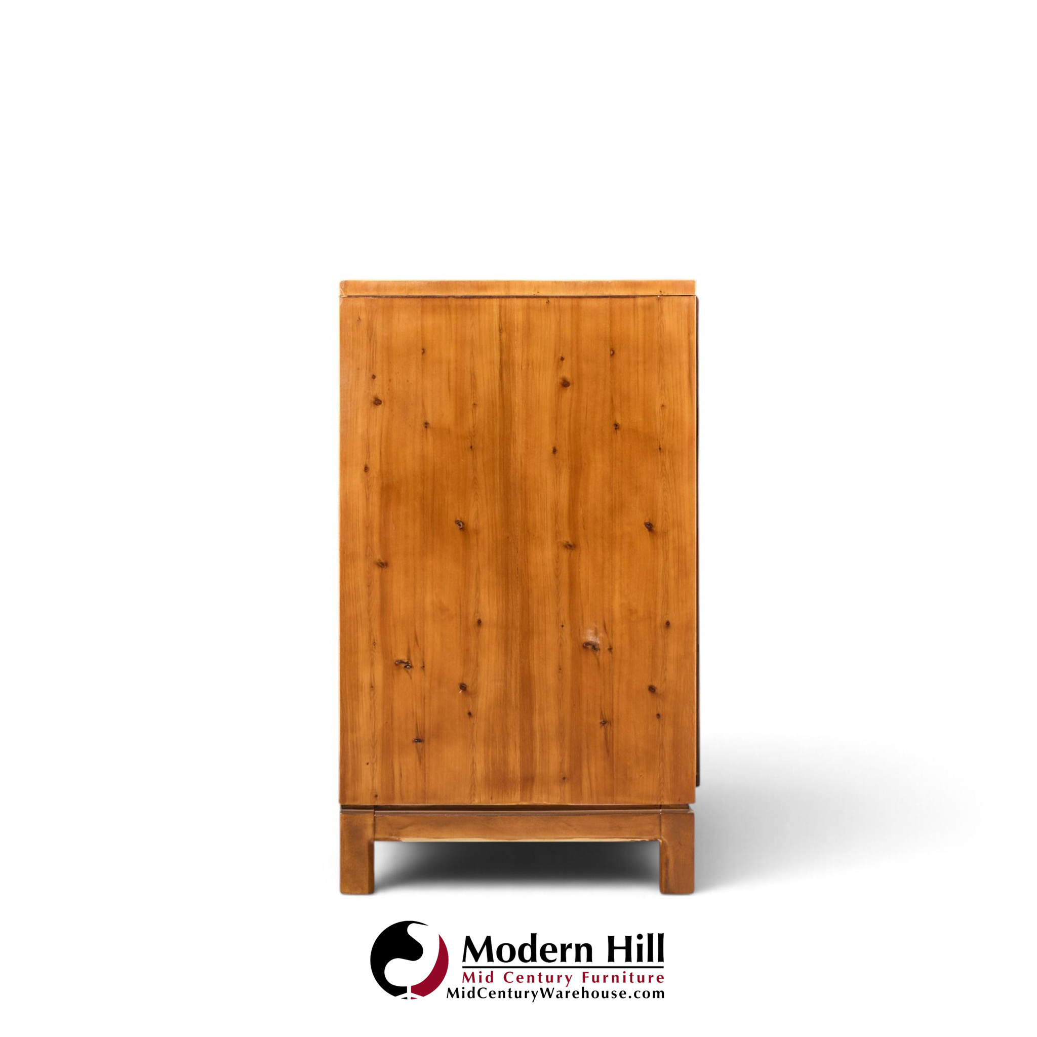 hickory manufacturing mid century walnut and brass campaign credenza