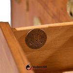 hickory manufacturing mid century walnut and brass campaign credenza