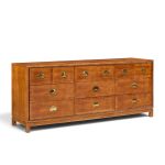 hickory manufacturing mid century walnut and brass campaign dresser