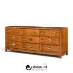 hickory manufacturing mid century walnut and brass campaign dresser