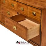 hickory manufacturing mid century walnut and brass campaign dresser