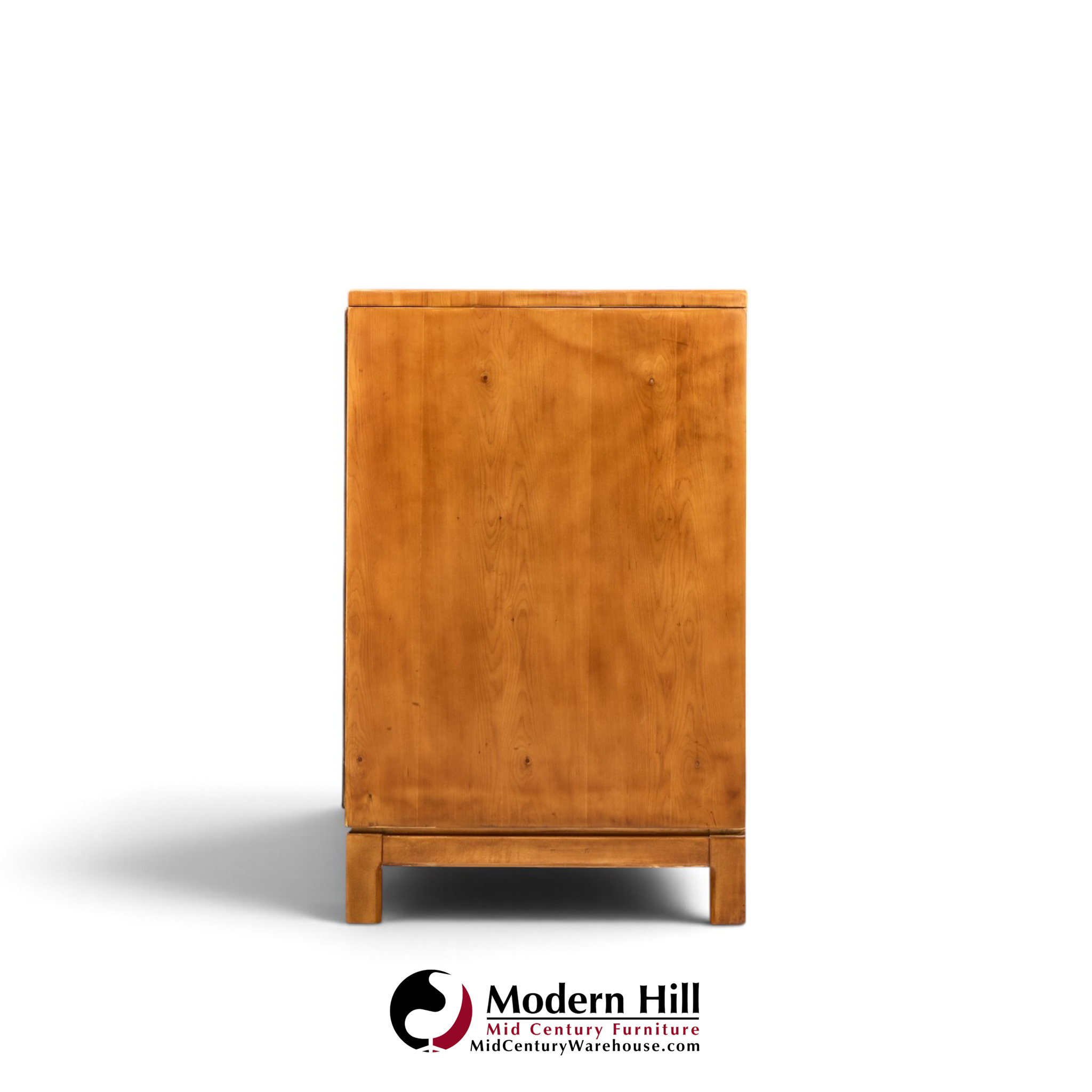 hickory manufacturing mid century walnut and brass campaign dresser