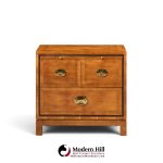 hickory manufacturing mid century walnut and brass campaign nightstand