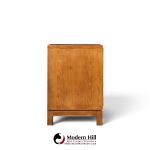 hickory manufacturing mid century walnut and brass campaign nightstand