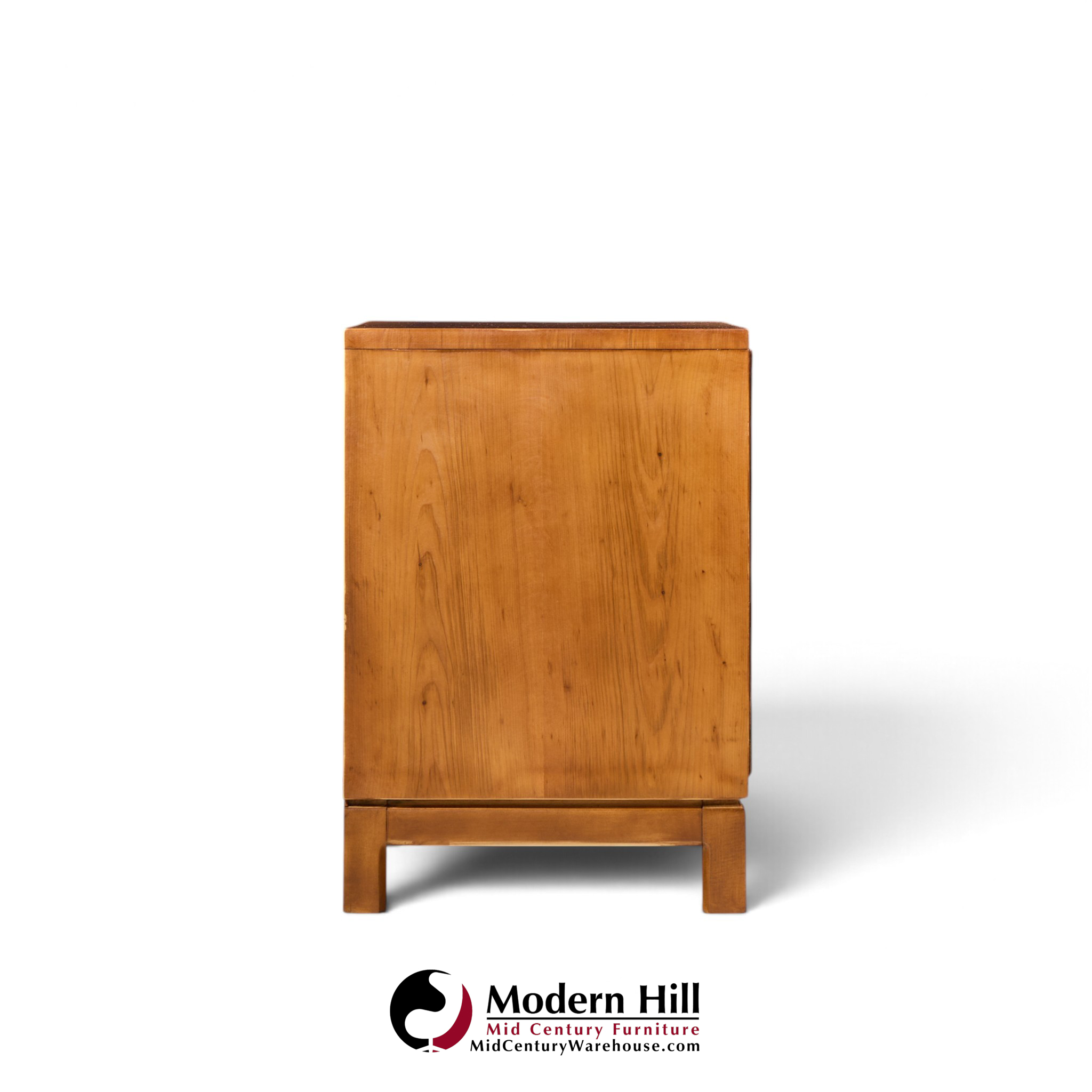 hickory manufacturing mid century walnut and brass campaign nightstand