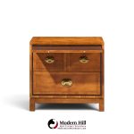 hickory manufacturing mid century walnut and brass campaign nightstand