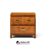hickory manufacturing mid century walnut and brass campaign nightstand
