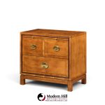 hickory manufacturing mid century walnut and brass campaign nightstand