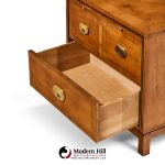 hickory manufacturing mid century walnut and brass campaign nightstand