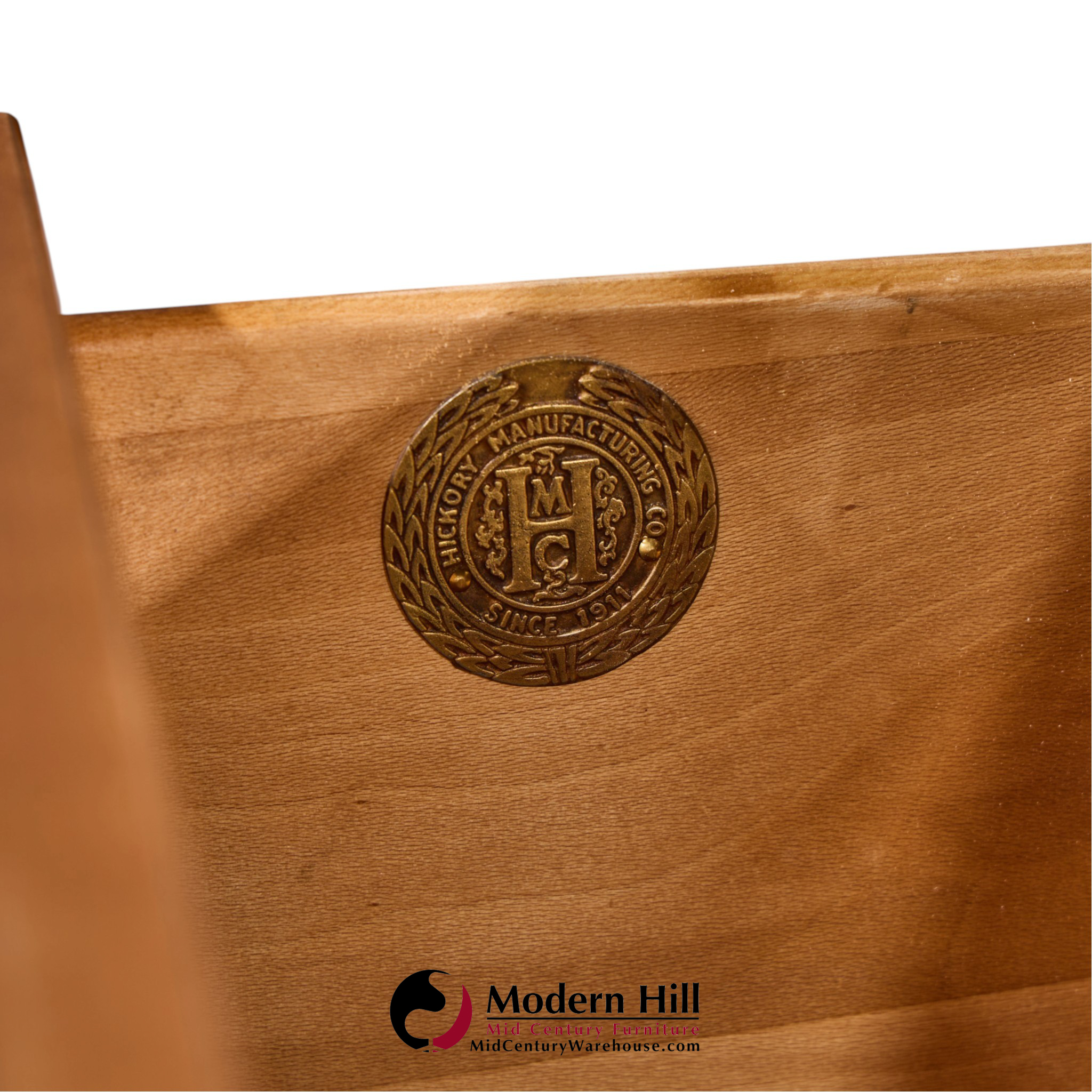hickory manufacturing mid century walnut and brass campaign nightstand