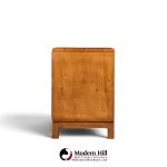hickory manufacturing mid century walnut and brass campaign nightstand