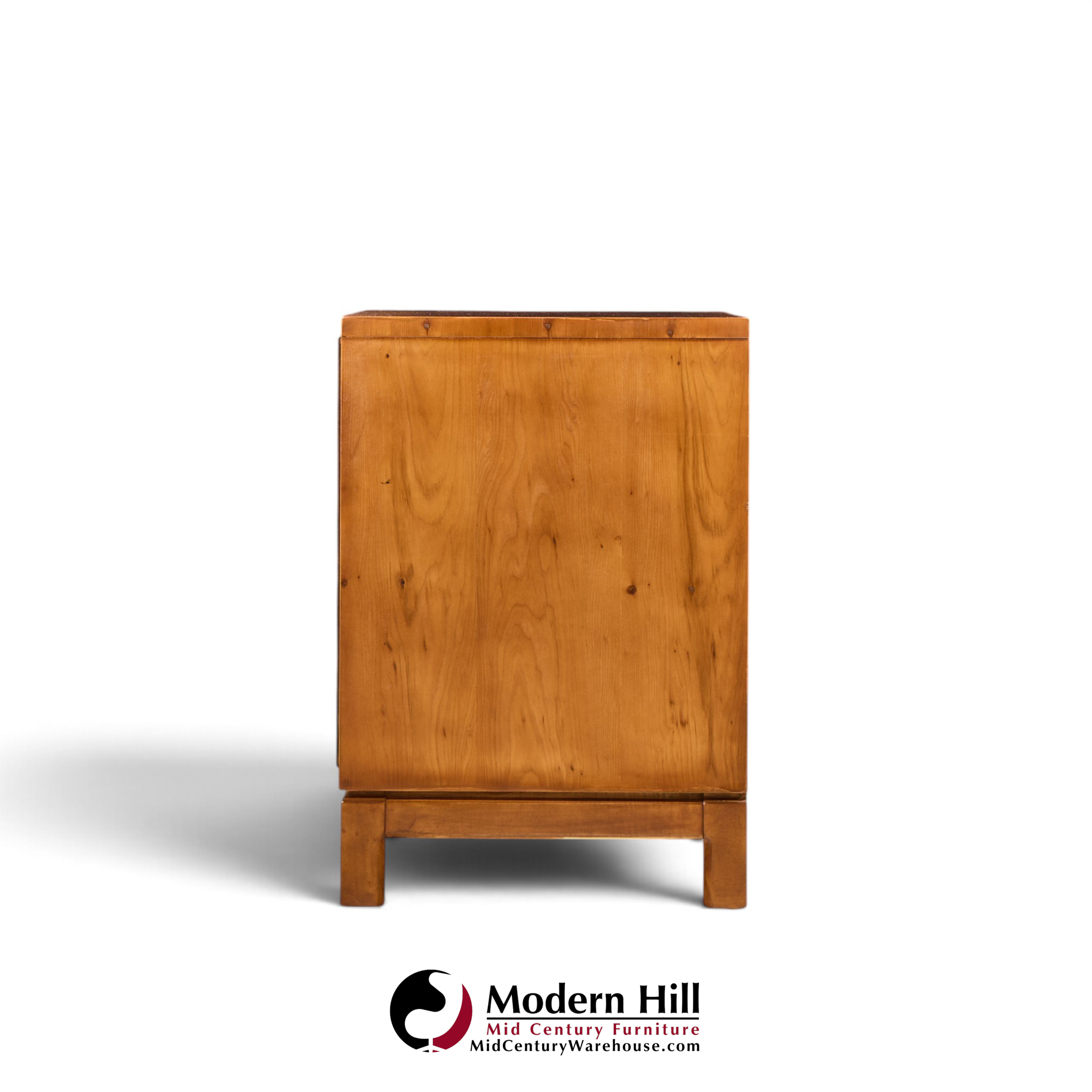 hickory manufacturing mid century walnut and brass campaign nightstand