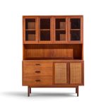 jack cartwright for founders mid century walnut and cane credenza with hutch
