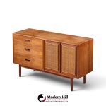 jack cartwright for founders mid century walnut and cane credenza with hutch