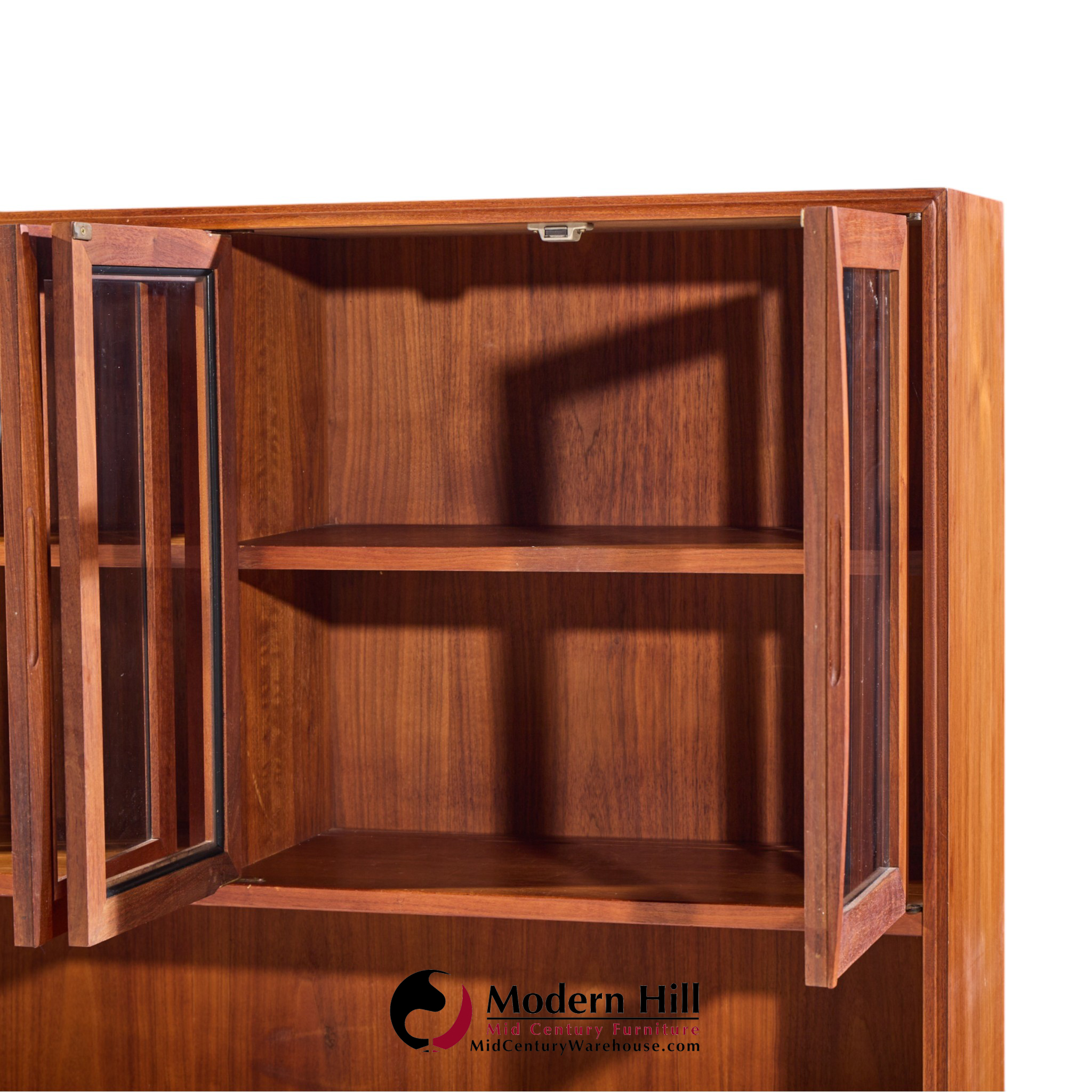 jack cartwright for founders mid century walnut and cane credenza with hutch