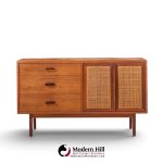 jack cartwright for founders mid century walnut and cane credenza with hutch