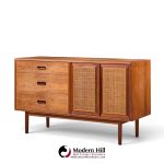 jack cartwright for founders mid century walnut and cane credenza with hutch