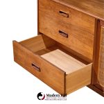 jack cartwright for founders mid century walnut and cane credenza with hutch