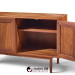 jack cartwright for founders mid century walnut and cane credenza with hutch