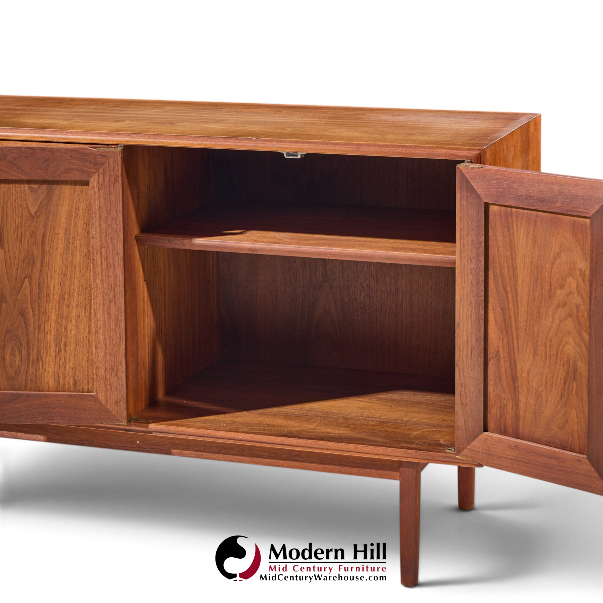jack cartwright for founders mid century walnut and cane credenza with hutch