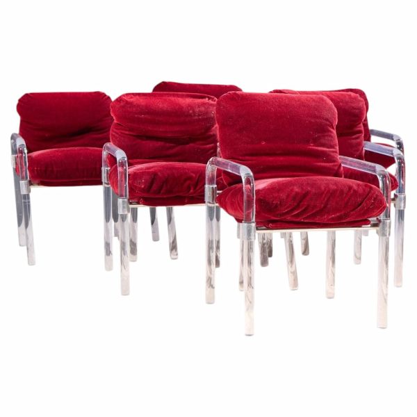 jeff messerschmidt pipeline series ii mid century lucite and aluminum dining chairs - set of 6