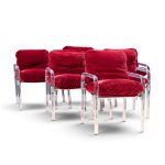 jeff messerschmidt pipeline series ii mid century lucite and aluminum dining chairs - set of 6