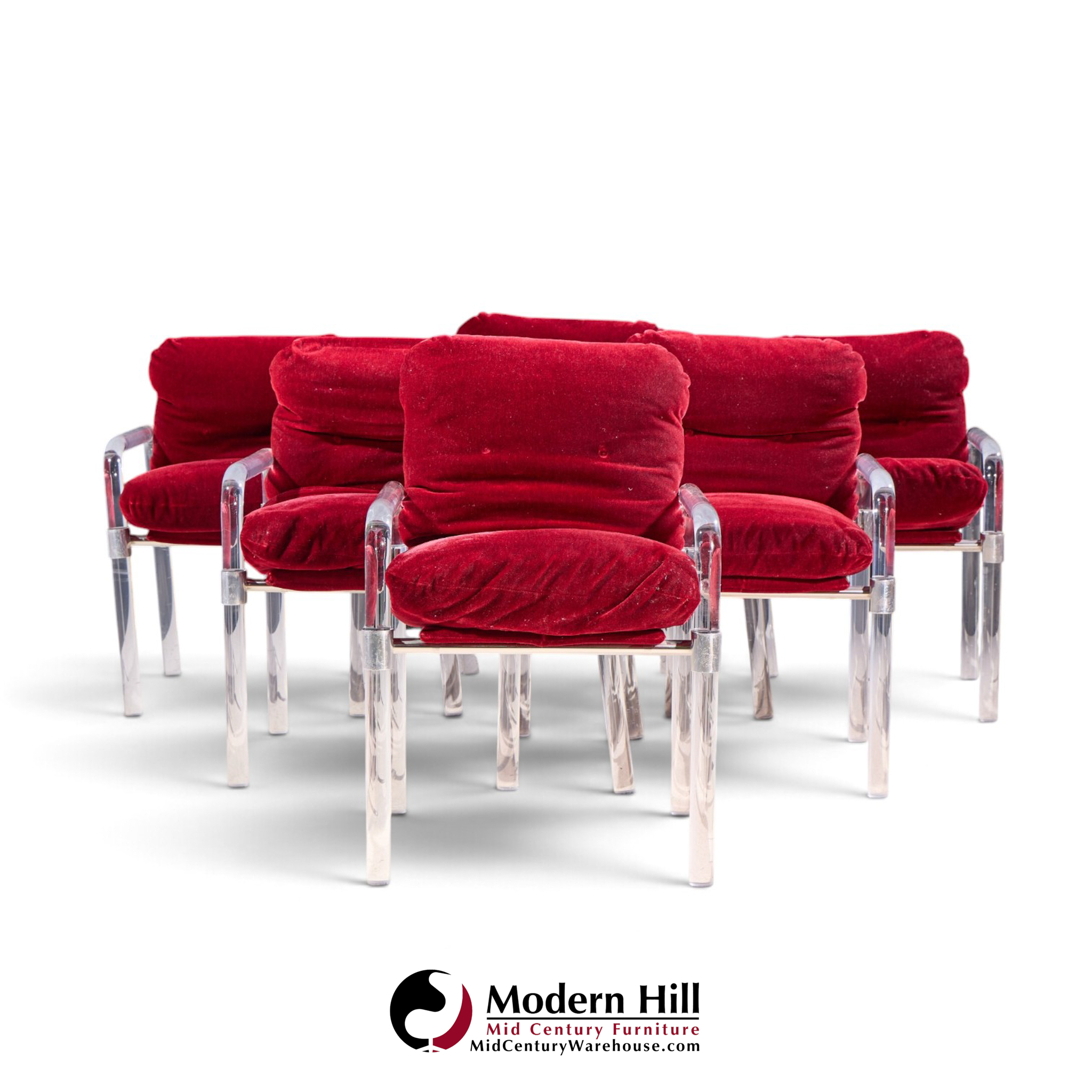jeff messerschmidt pipeline series ii mid century lucite and aluminum dining chairs - set of 6