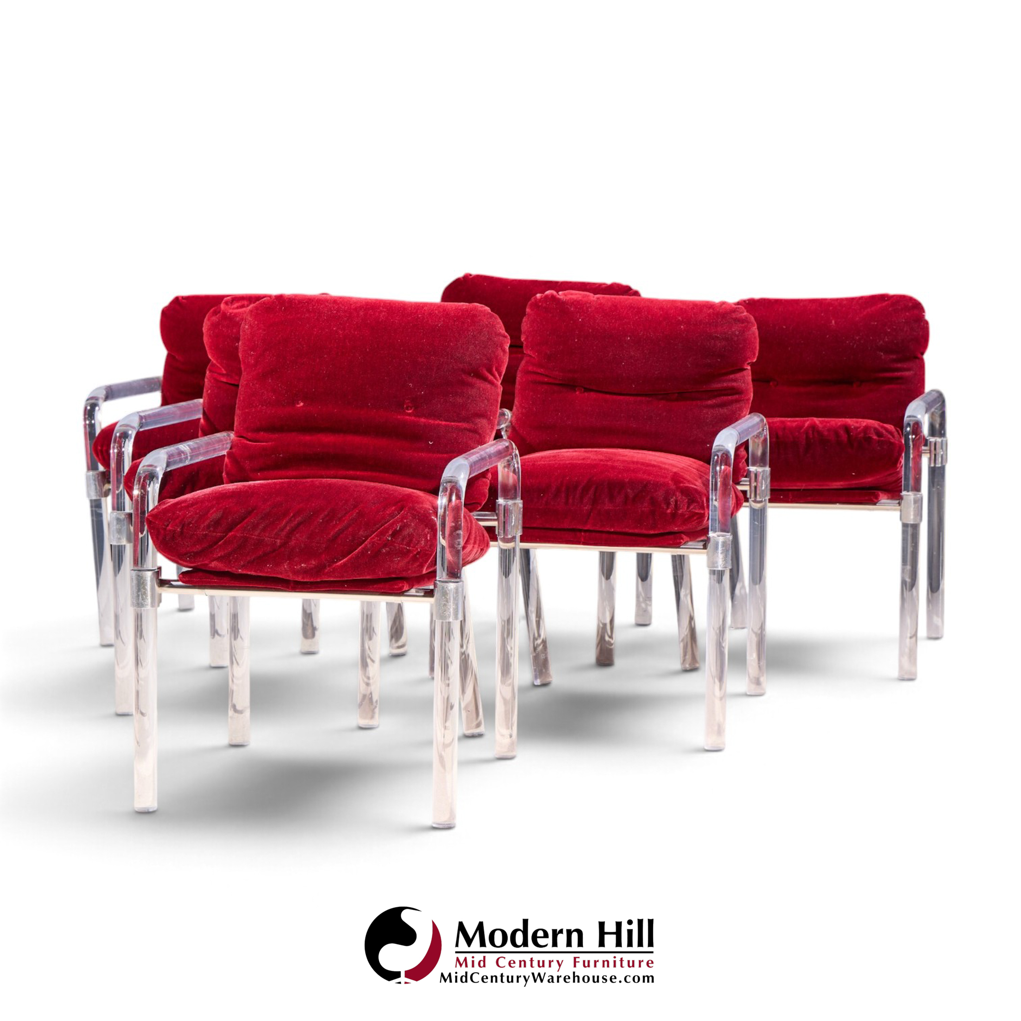 jeff messerschmidt pipeline series ii mid century lucite and aluminum dining chairs - set of 6