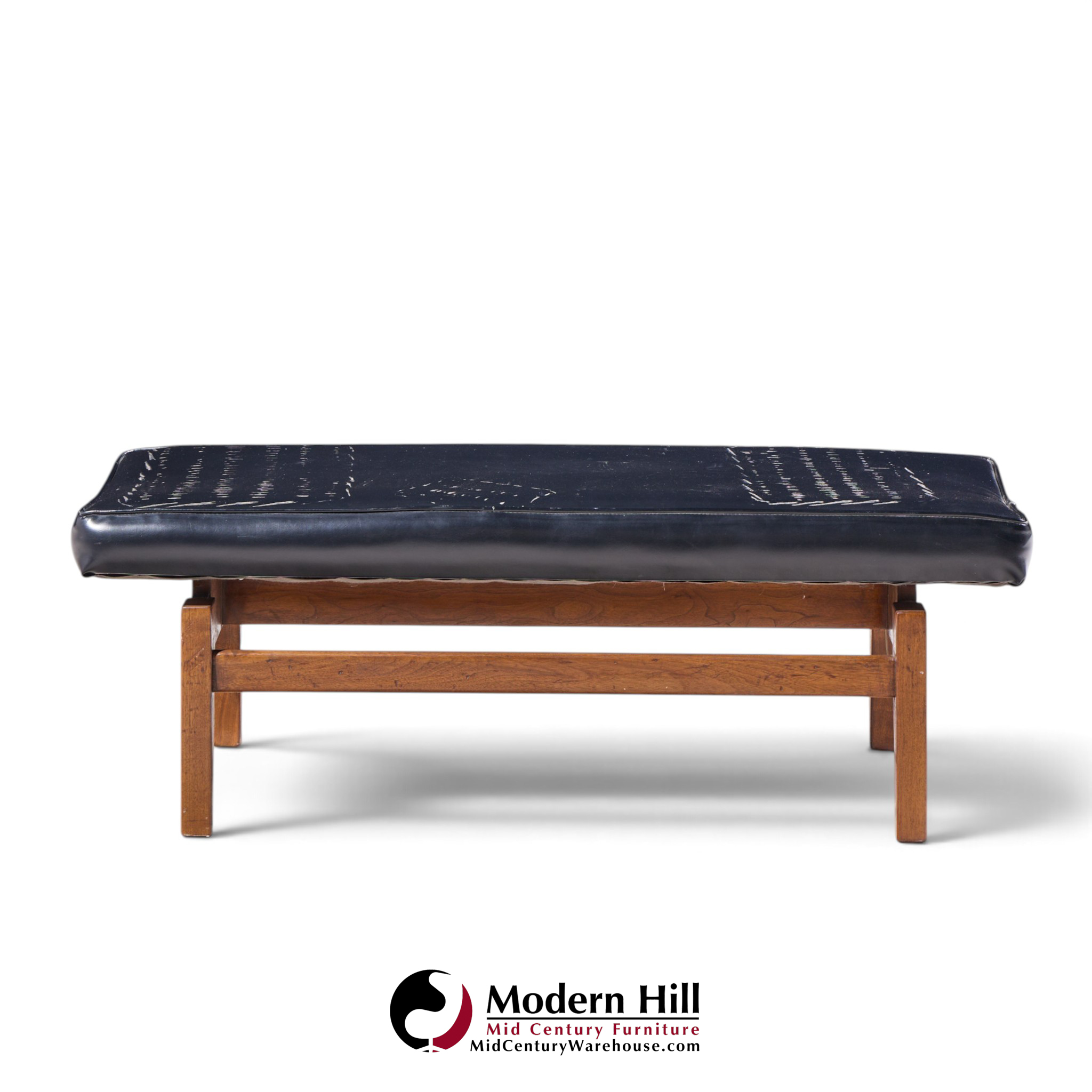 jens risom mid century walnut floating bench