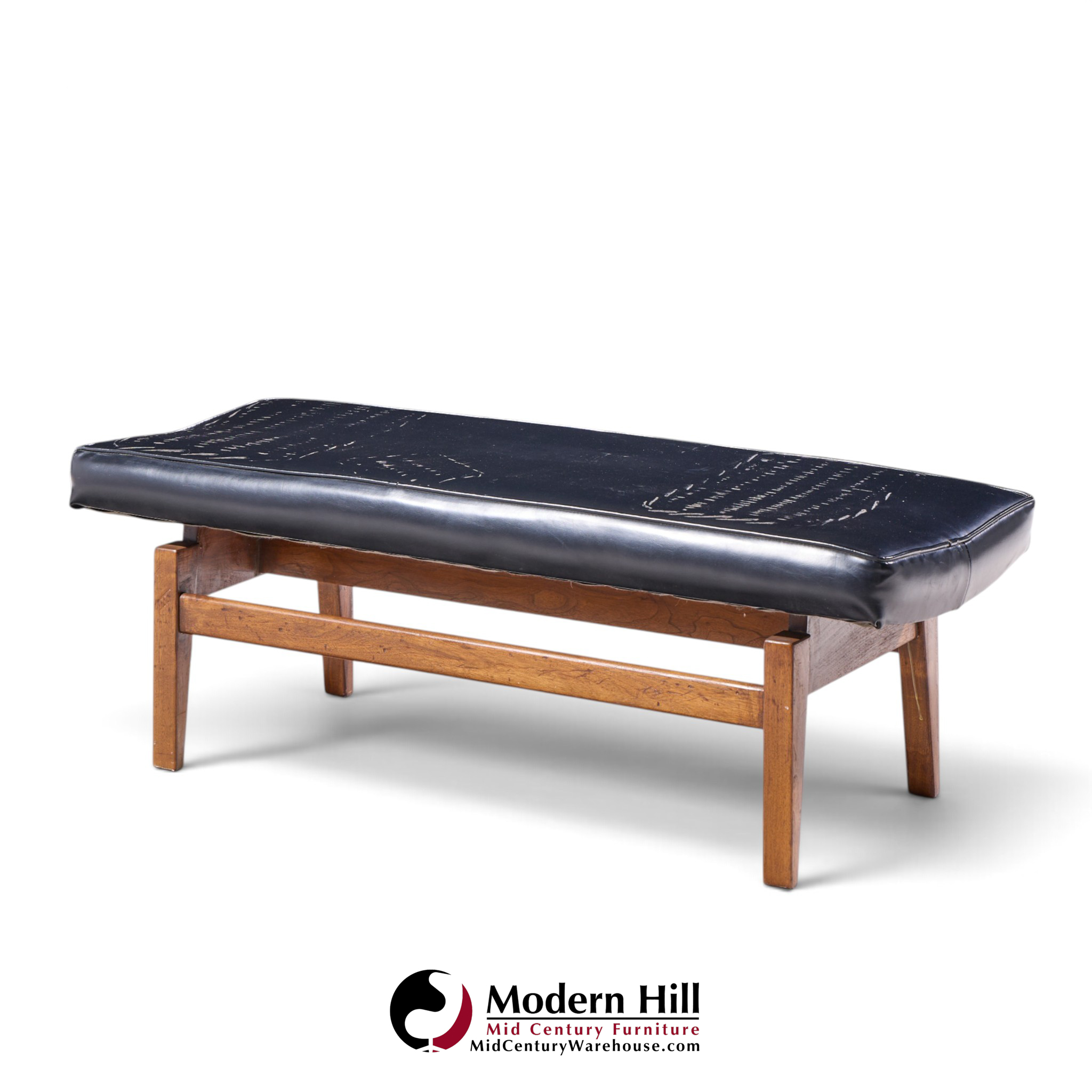 jens risom mid century walnut floating bench