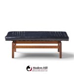 jens risom mid century walnut floating bench
