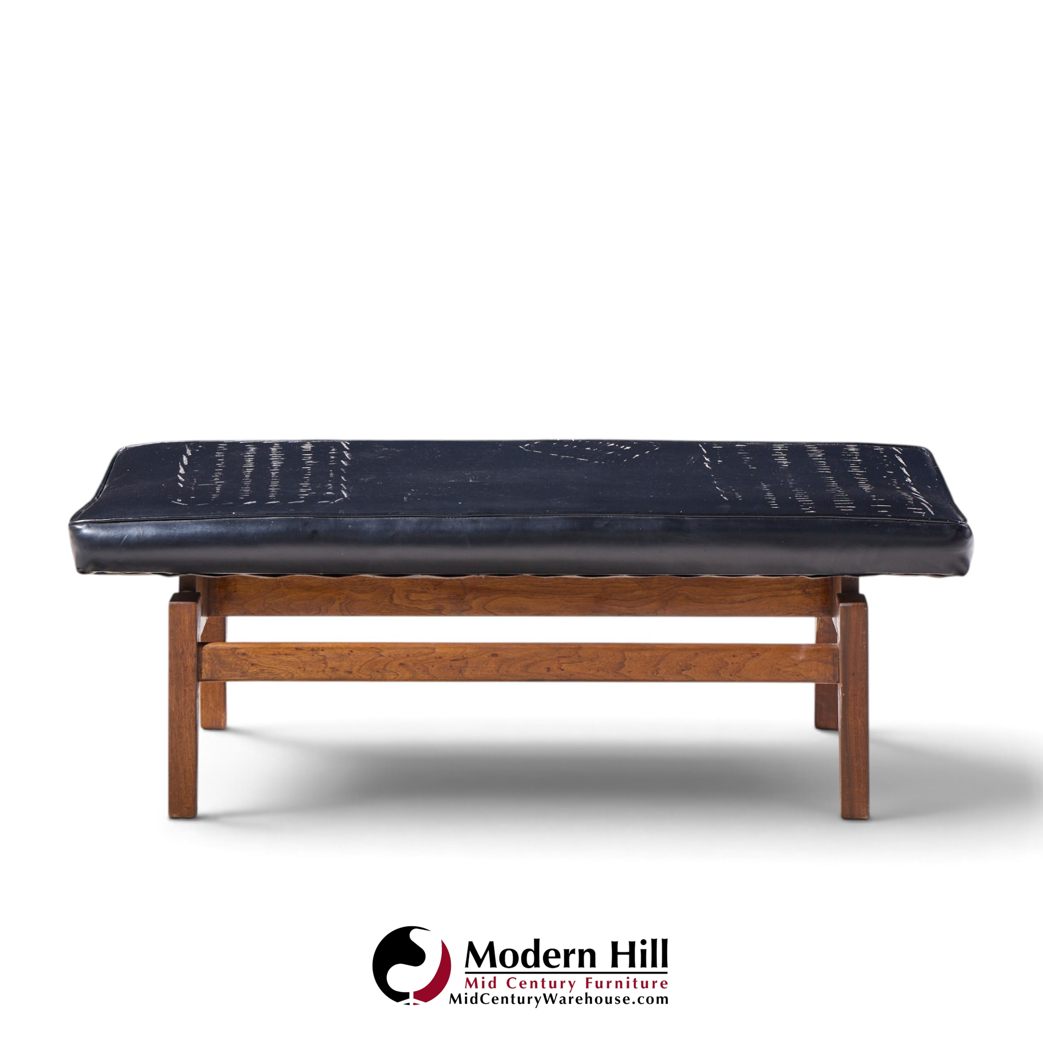 jens risom mid century walnut floating bench