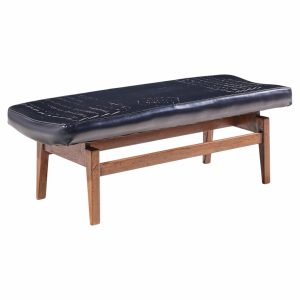 jens risom mid century walnut floating bench