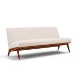 jens risom for knoll mid century walnut settee sofa