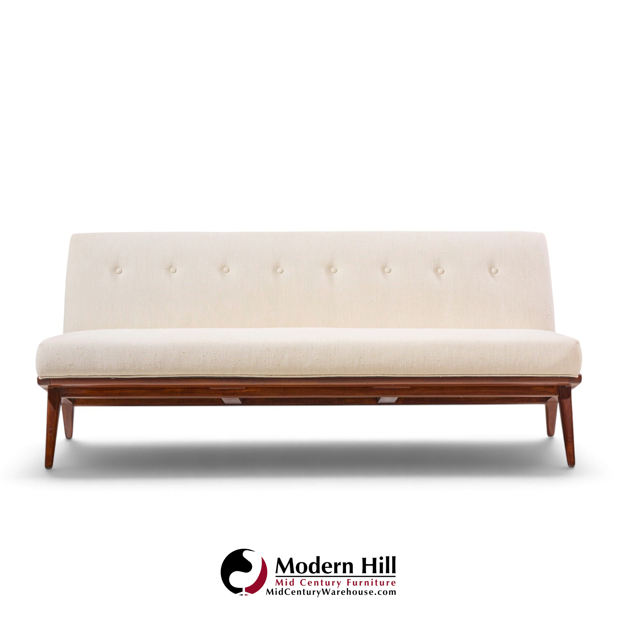 jens risom for knoll mid century walnut settee sofa