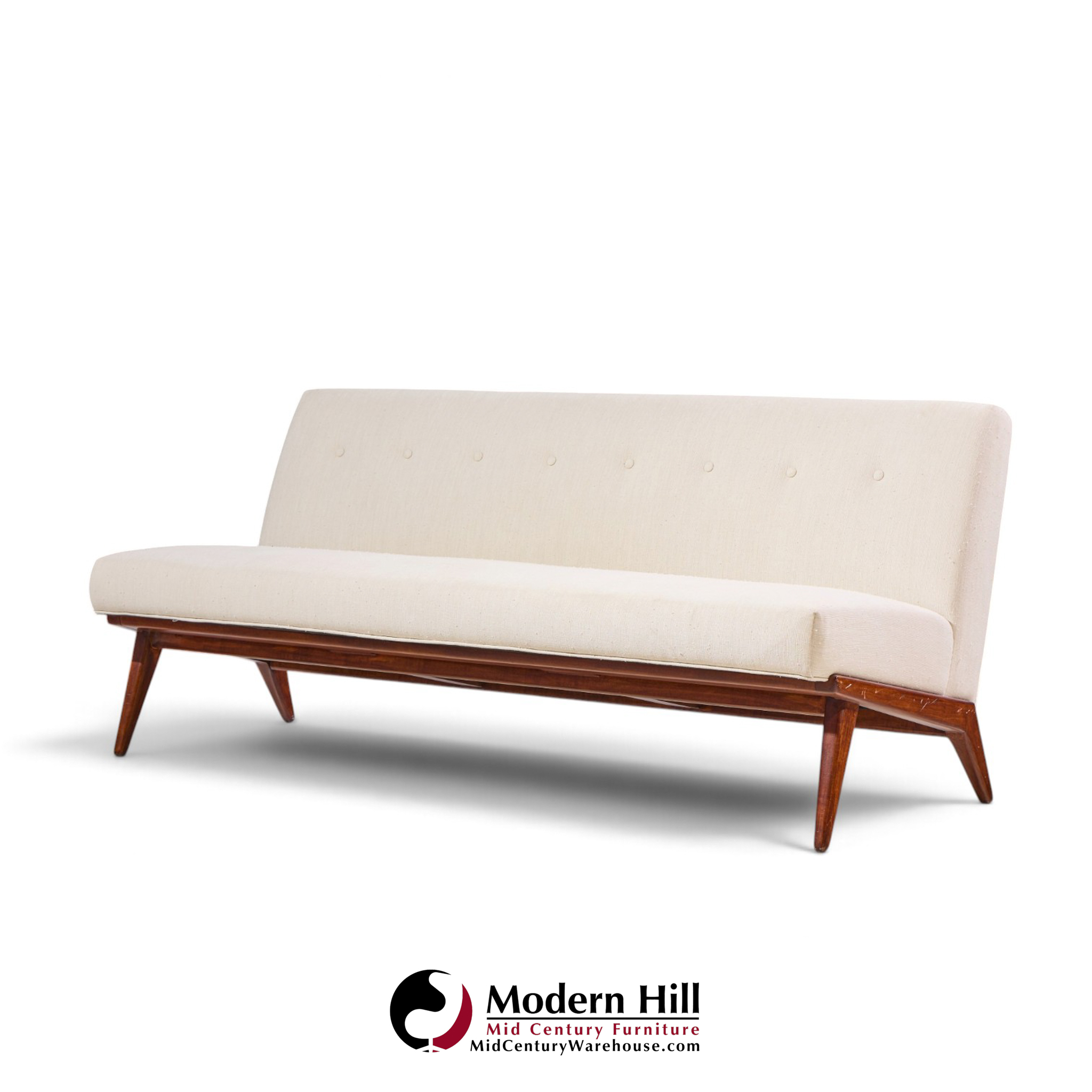 jens risom for knoll mid century walnut settee sofa