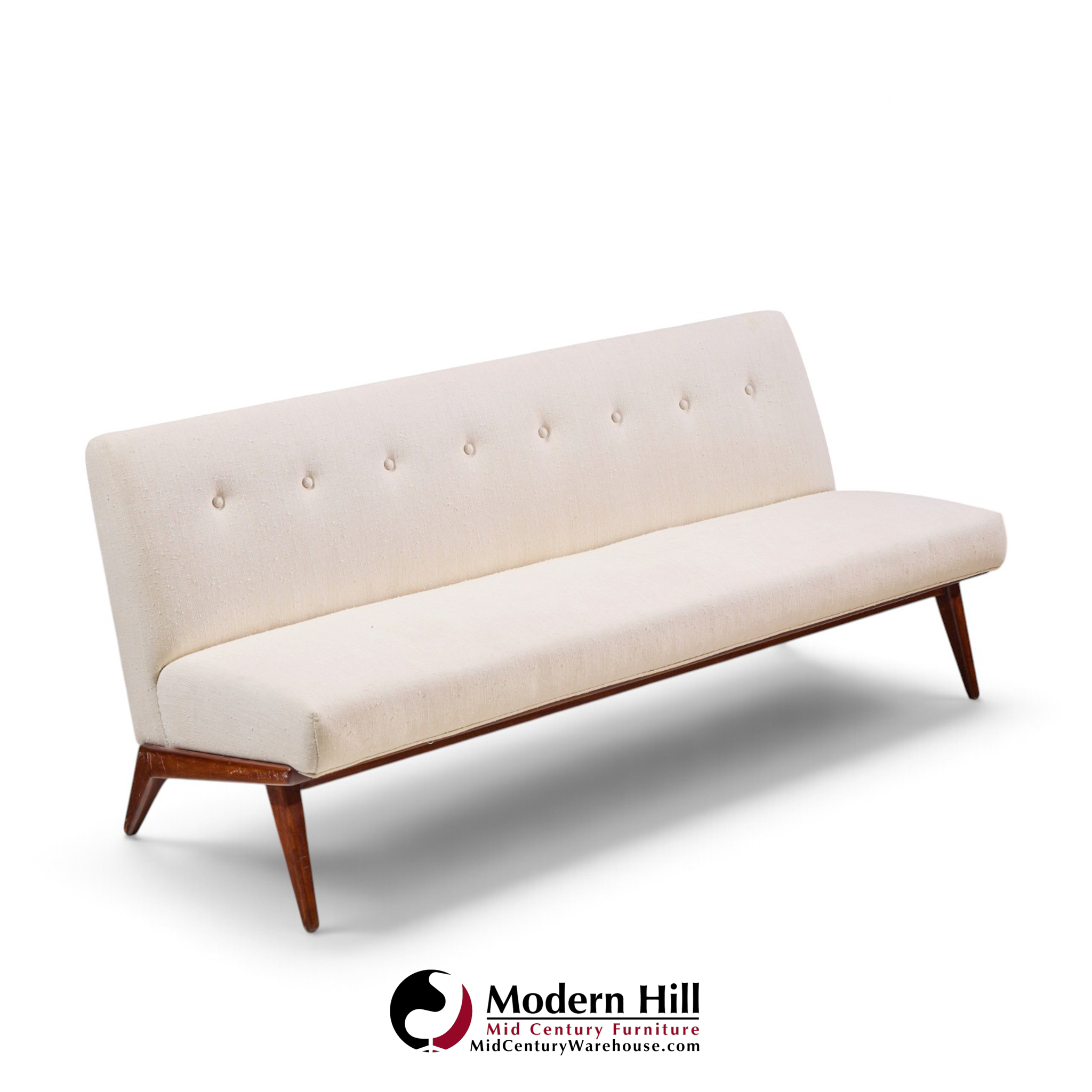 jens risom for knoll mid century walnut settee sofa
